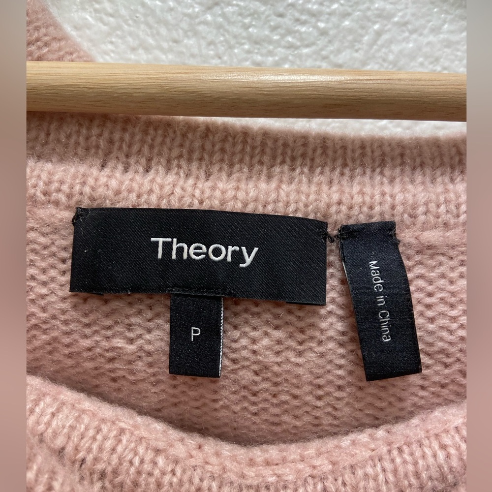 Theory Sabine Wool Blend Off The Shoulder Sweater Mauve Pink Sz P or XS - Picture 4 of 6